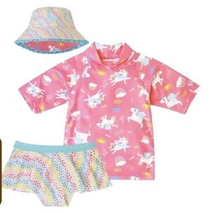 UV Skinz nwt Girl's 3PC Swim Suit, UPV 50+, New, Unicorn 3t